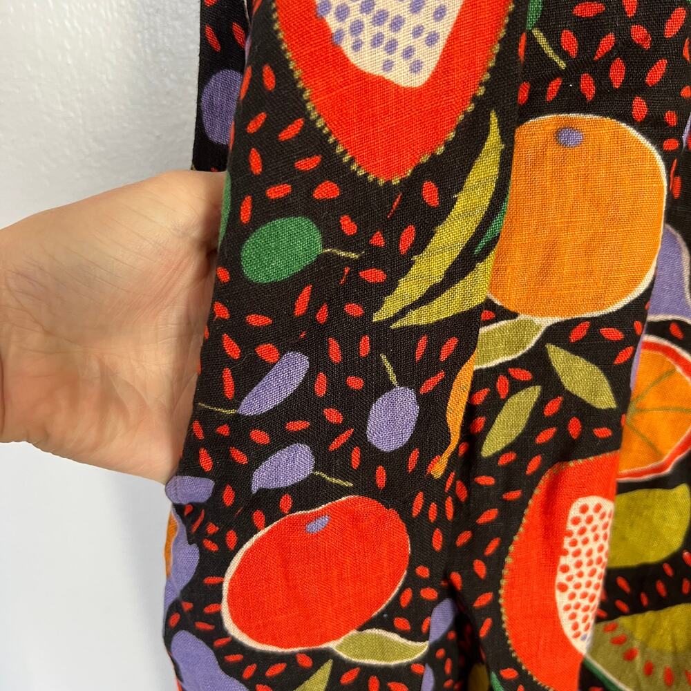Gudrun Sjoden Dress Women's Sz S Linen Black Orange Fruit Lagenlook Cottagecore - Picture 6 of 10